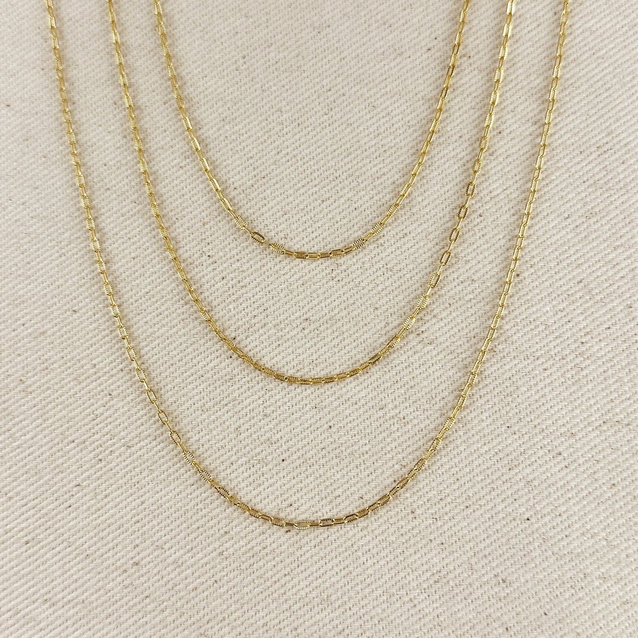 18k Gold Filled Mini Diamond Cut Paperclip Chain