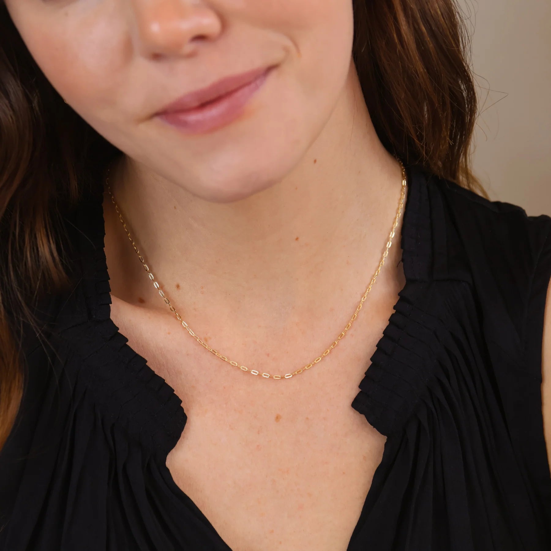 18k Gold Filled Mini Diamond Cut Paperclip Chain