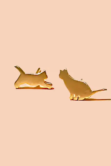 18k gold plated cat studs