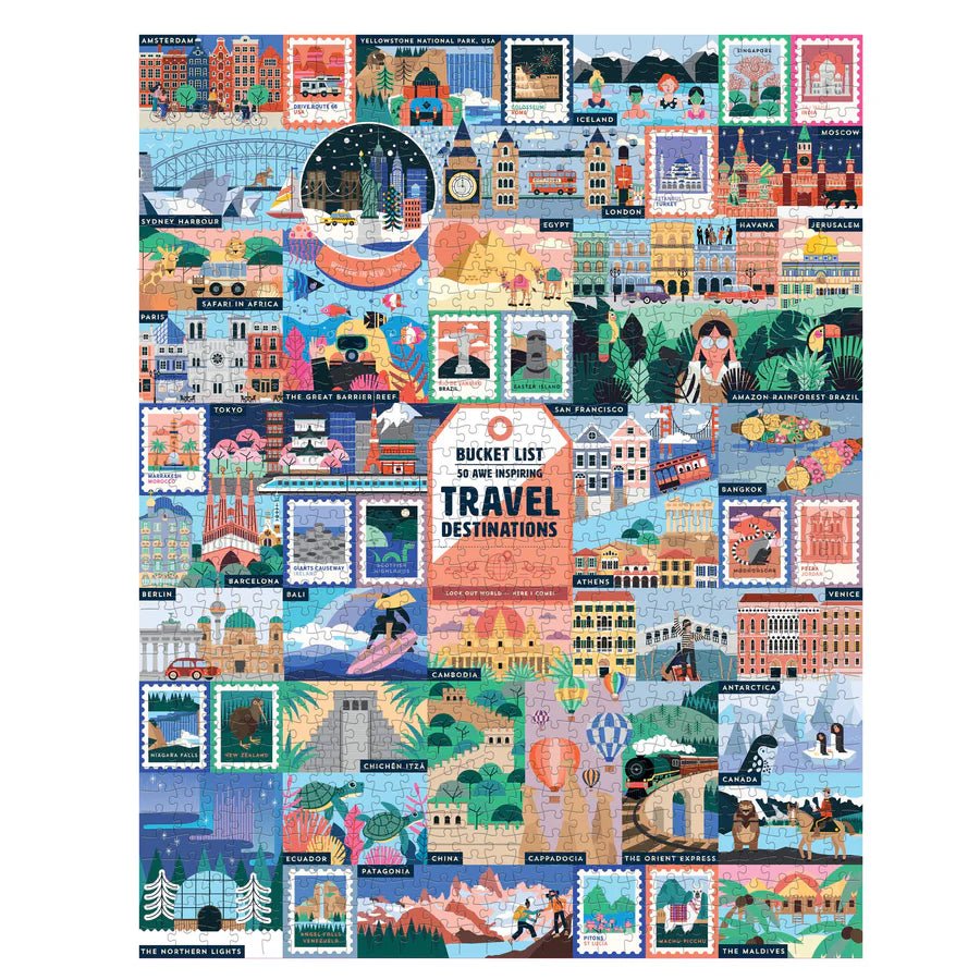 Rose & Lee Co 1000 Piece Puzzle, 50 Travel Destinations Home & Gifts