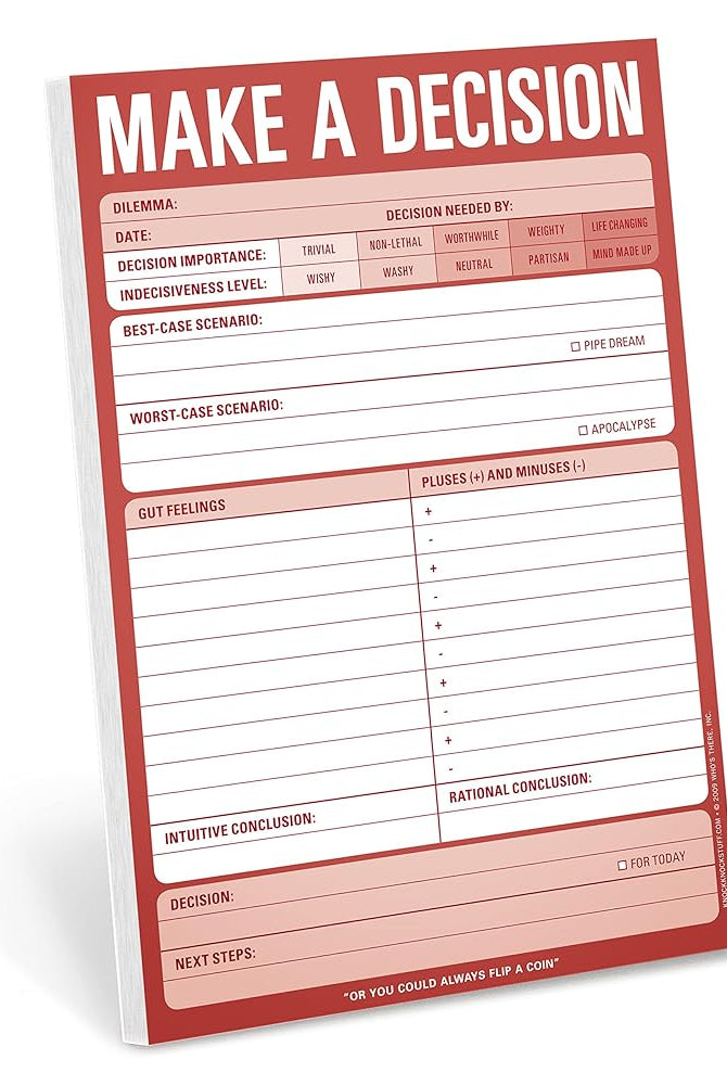 Rose & Lee Co Knock Knock Make a Decision Pad Stationery