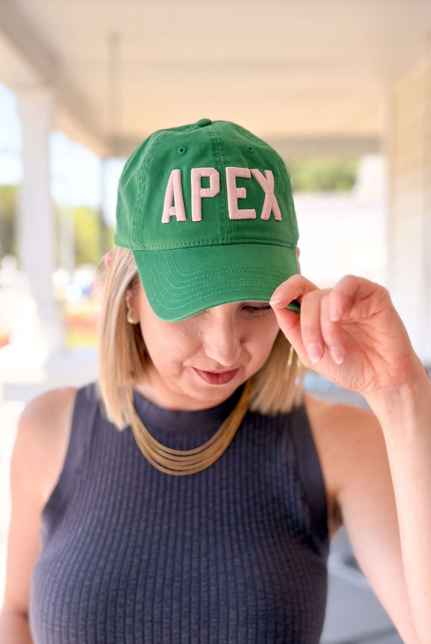 Rose & Lee Co APEX Cotton Dad Hat, Green/Dusty Rose Accessories