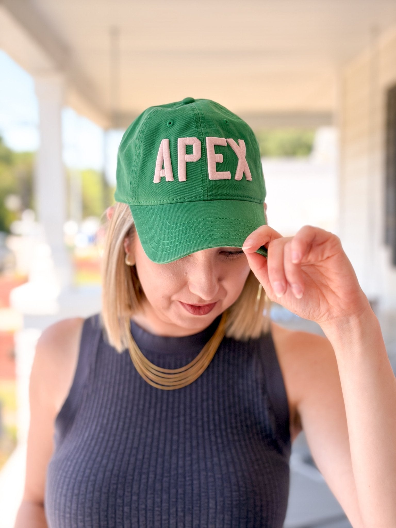 Rose & Lee Co APEX Cotton Dad Hat, Green/Dusty Rose Accessories