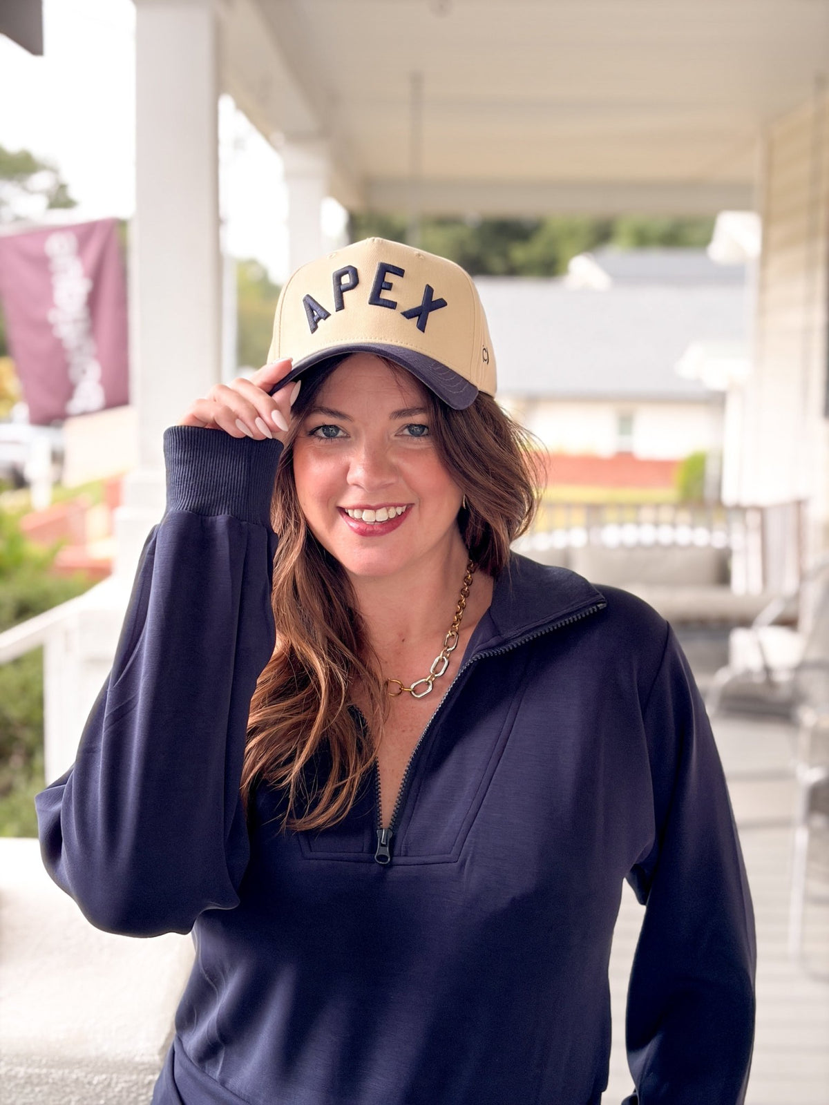Rose & Lee Co APEX Vintage Two-Tone Hat, Navy/Cream Accessories