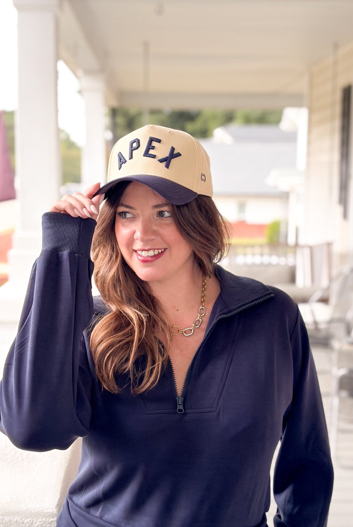 Rose & Lee Co APEX Vintage Two-Tone Hat, Navy/Cream Accessories