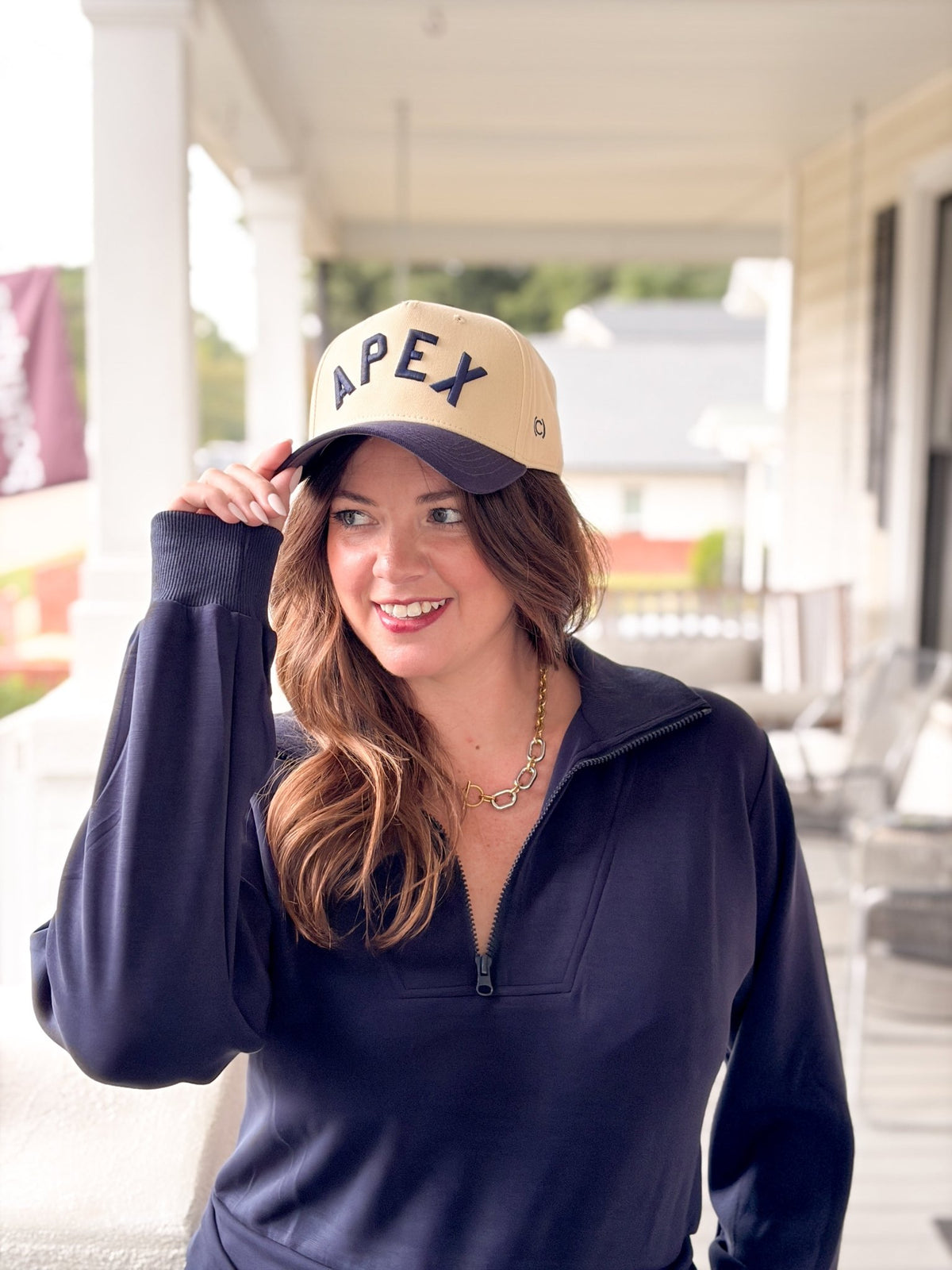 Rose & Lee Co APEX Vintage Two-Tone Hat, Navy/Cream Accessories