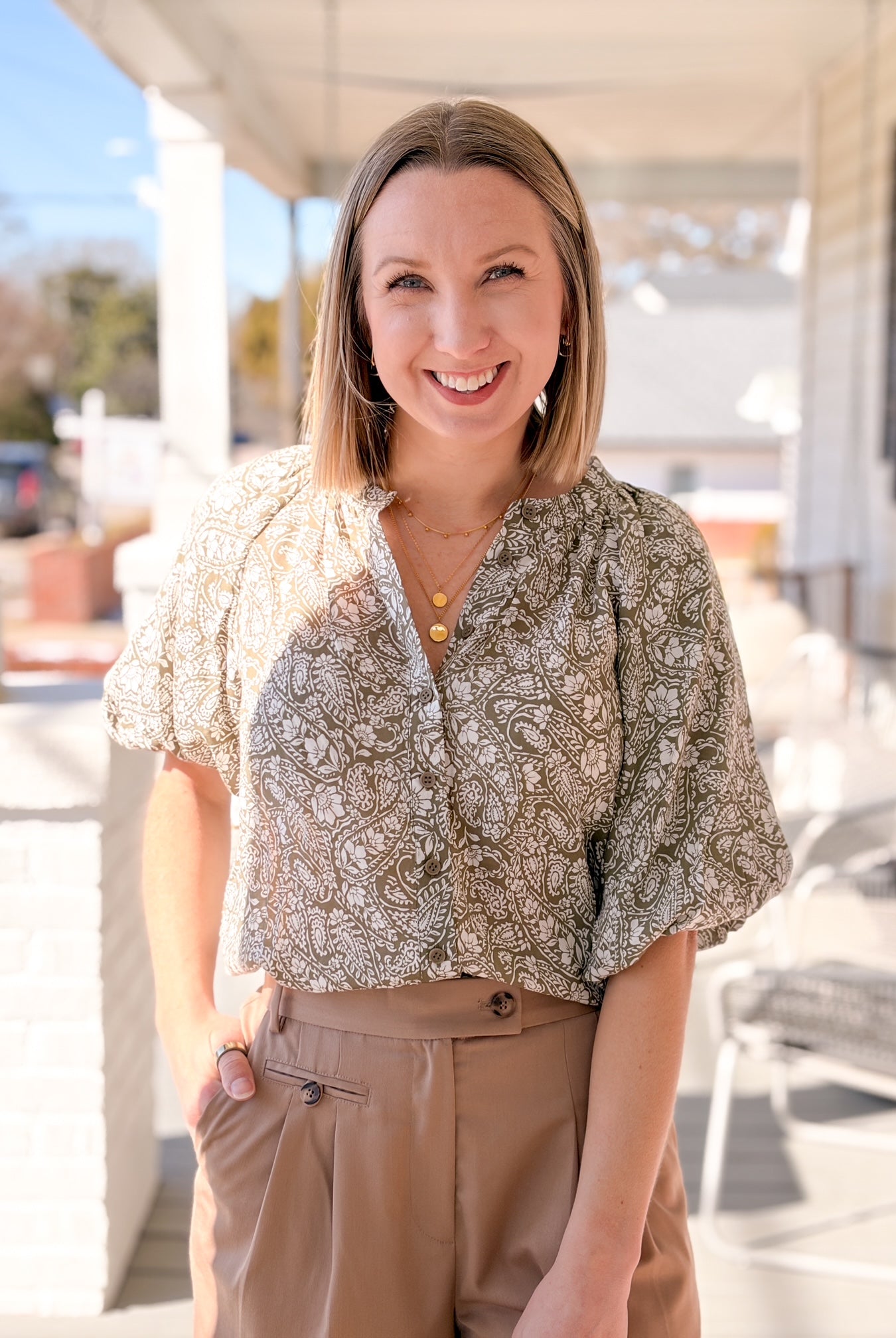 Rose & Lee Co Addie Top, Olive Branch by Sanctuary Work Tops