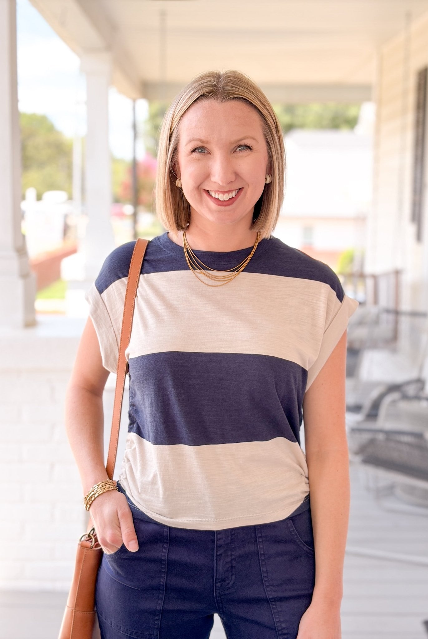 Rose & Lee Co All Day Tee, Navy Blazer/Dark Opal Rugby by Sanctuary short sleeve