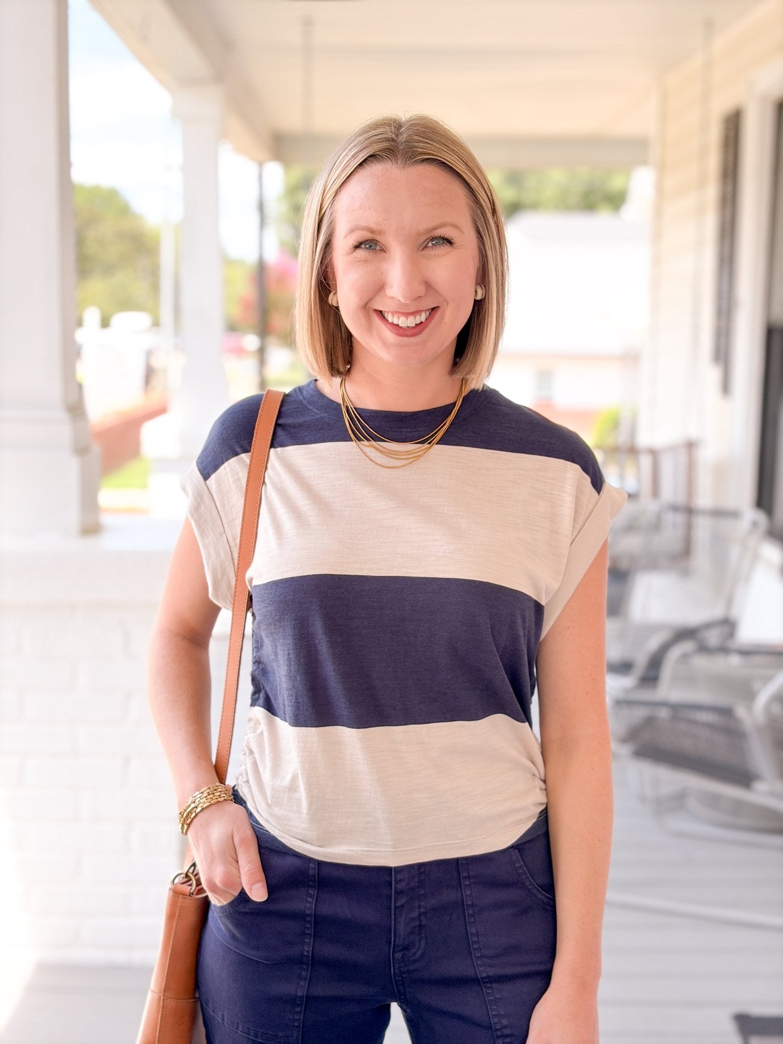 Rose & Lee Co All Day Tee, Navy Blazer/Dark Opal Rugby by Sanctuary short sleeve