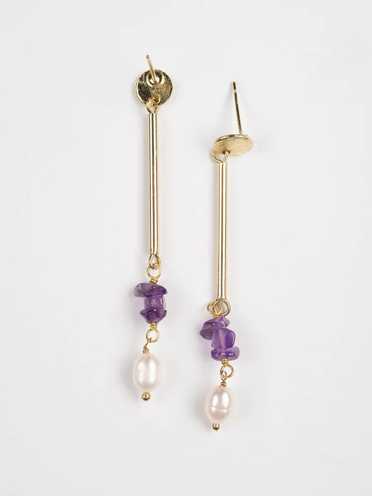 Rose & Lee Co Linear Stone Earrings, Amethyst unknown