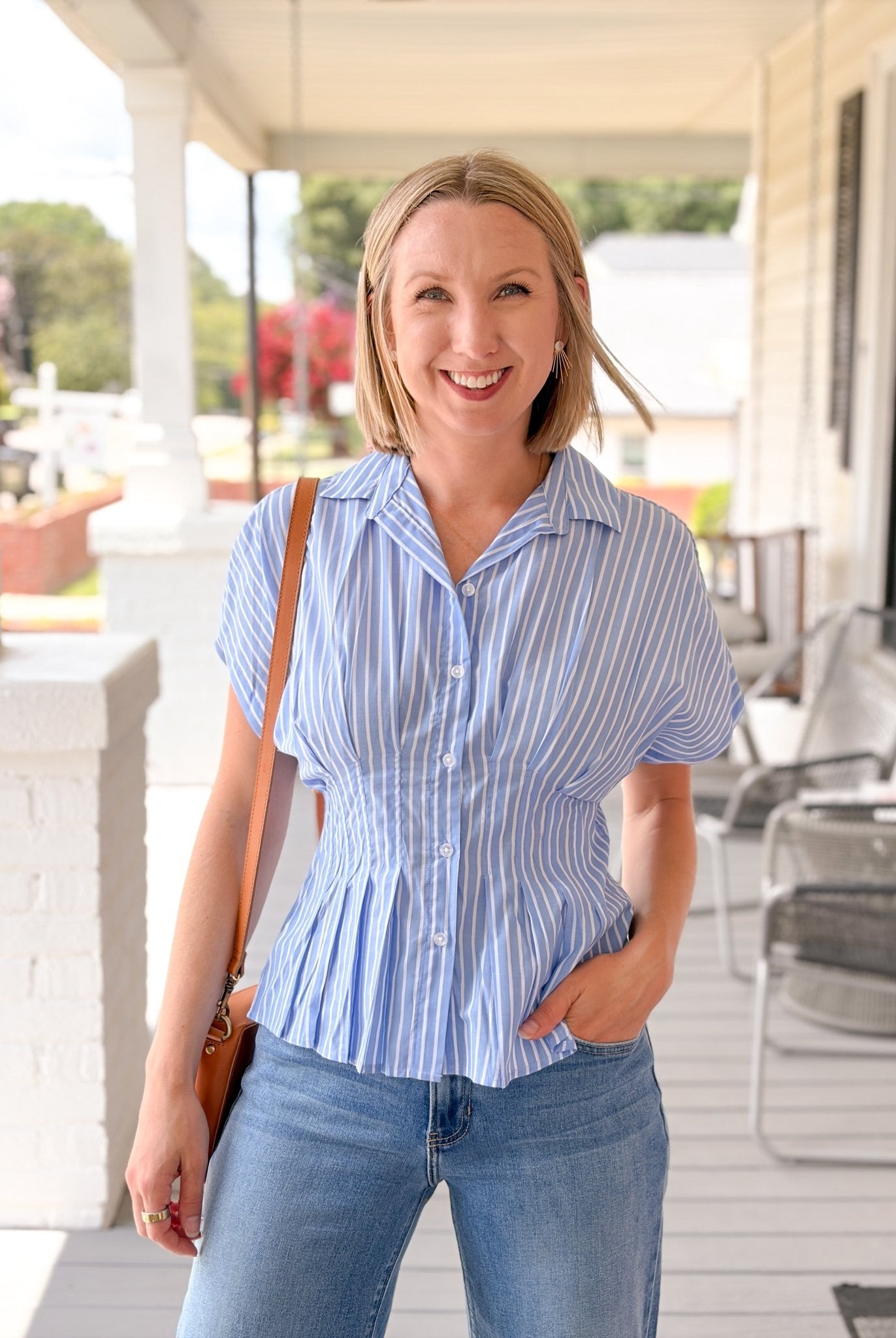 Rose & Lee Co Anastasia Top, Blue Agave Work Tops