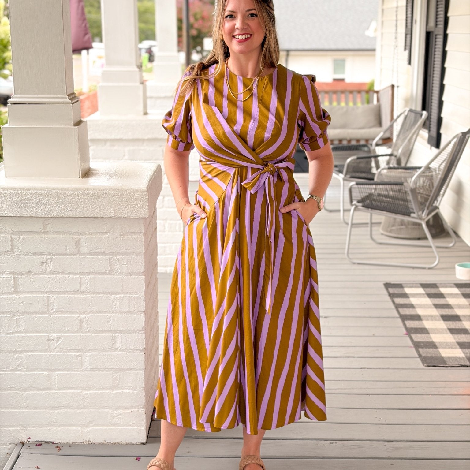 Rose & Lee Co Bella Dress, Abstract Stripes Work Dress