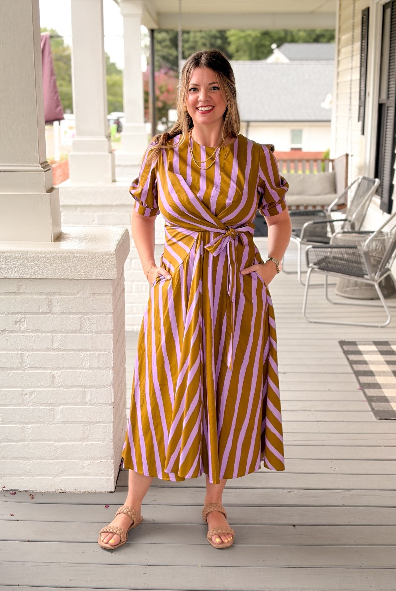 Rose & Lee Co Bella Dress, Abstract Stripes Work Dress