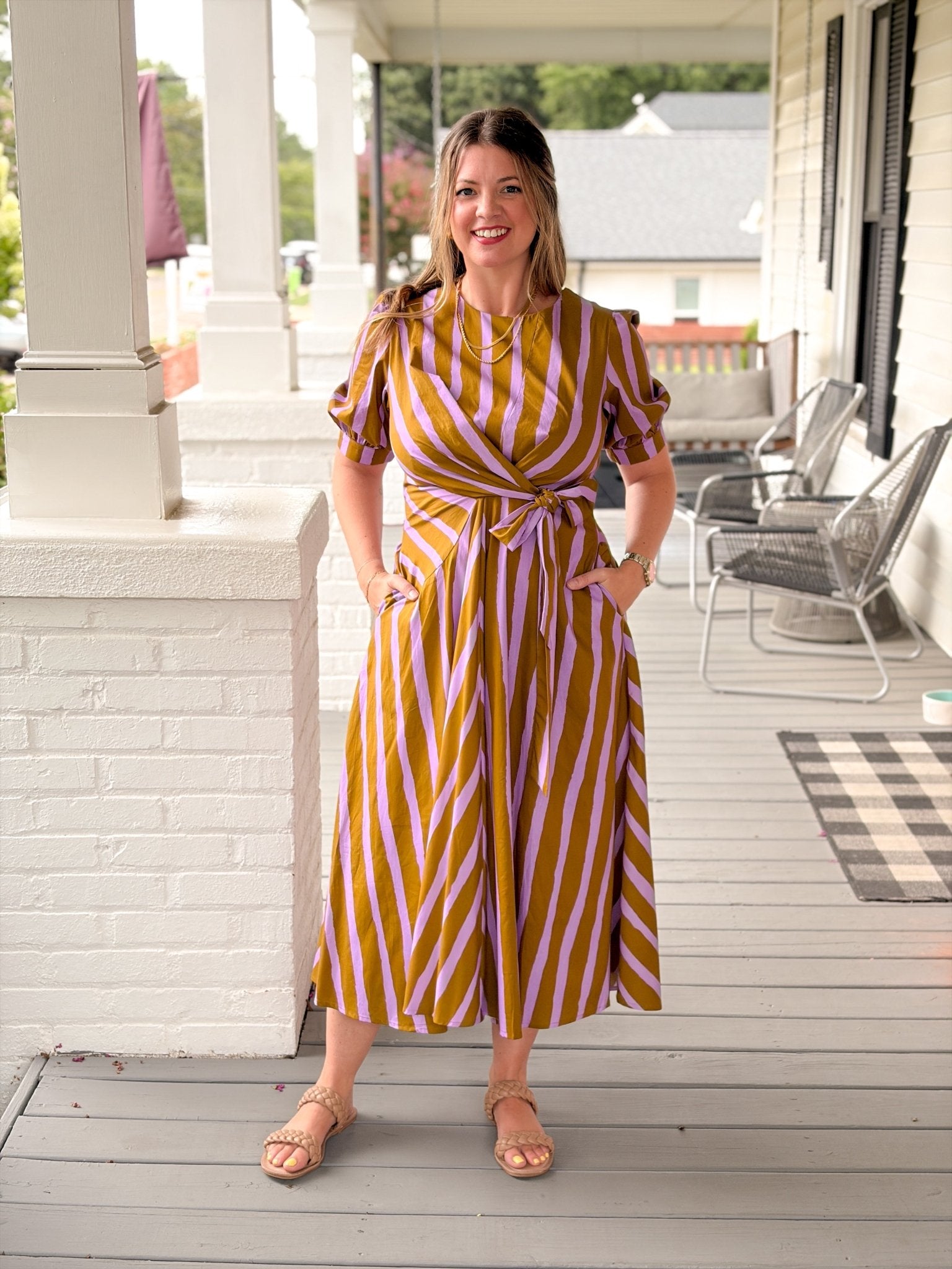 Rose & Lee Co Bella Dress, Abstract Stripes Work Dress