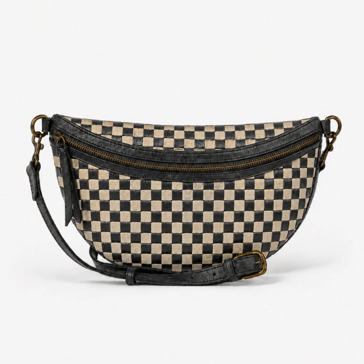 Rose & Lee Co Berkeley Basketweave Belt Bag, Black/Tan Bags