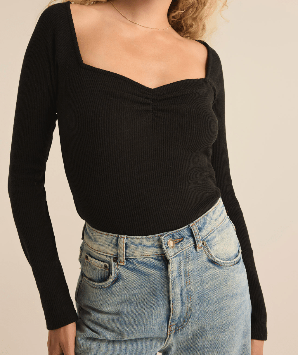 Rose & Lee Co Pia Top, Black by Z Supply Long Sleeve