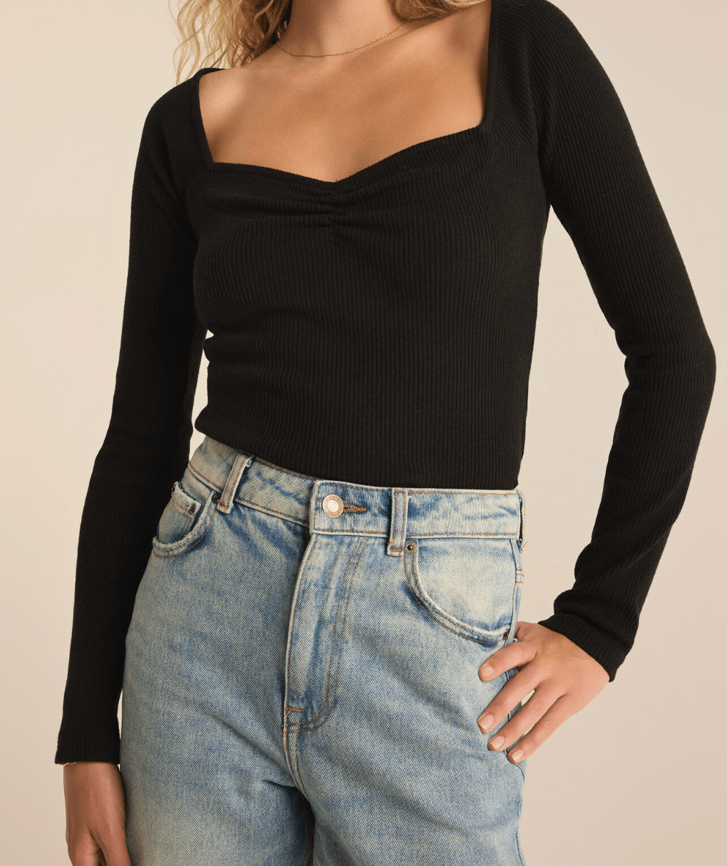 Rose & Lee Co Pia Top, Black by Z Supply Long Sleeve
