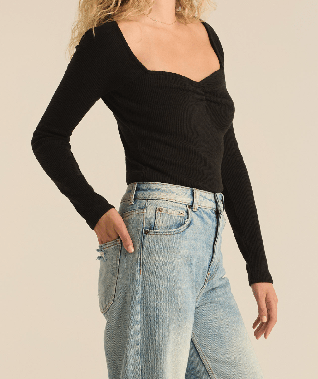 Rose & Lee Co Pia Top, Black by Z Supply Long Sleeve