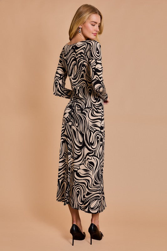 Black and White Abstract Work Dress