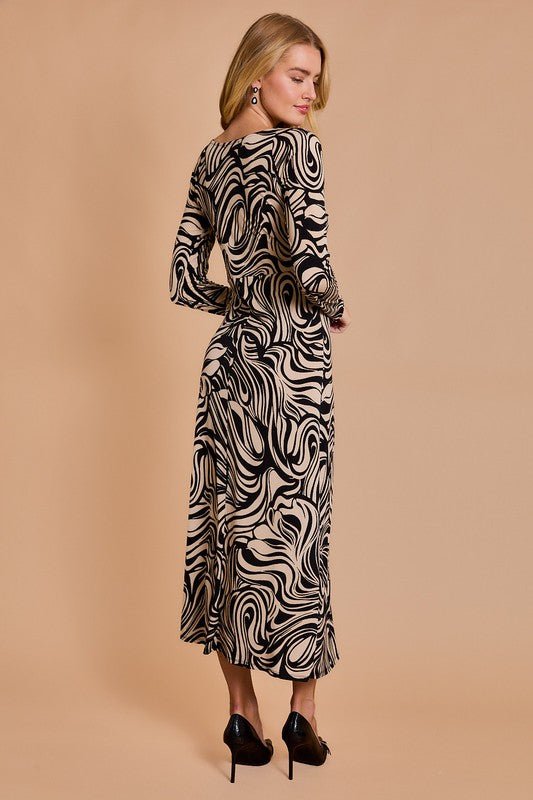 Rose & Lee Co Laney Dress, Black/Cream Abstract Work Dress