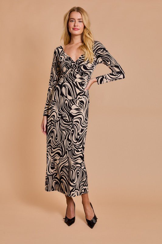 Rose & Lee Co Laney Dress, Black/Cream Abstract Work Dress