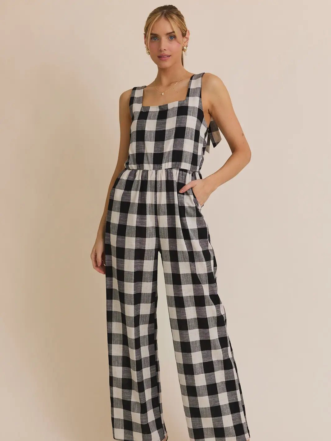 Rose & Lee Co Katherine Jumpsuit, Black/White Gingham unknown