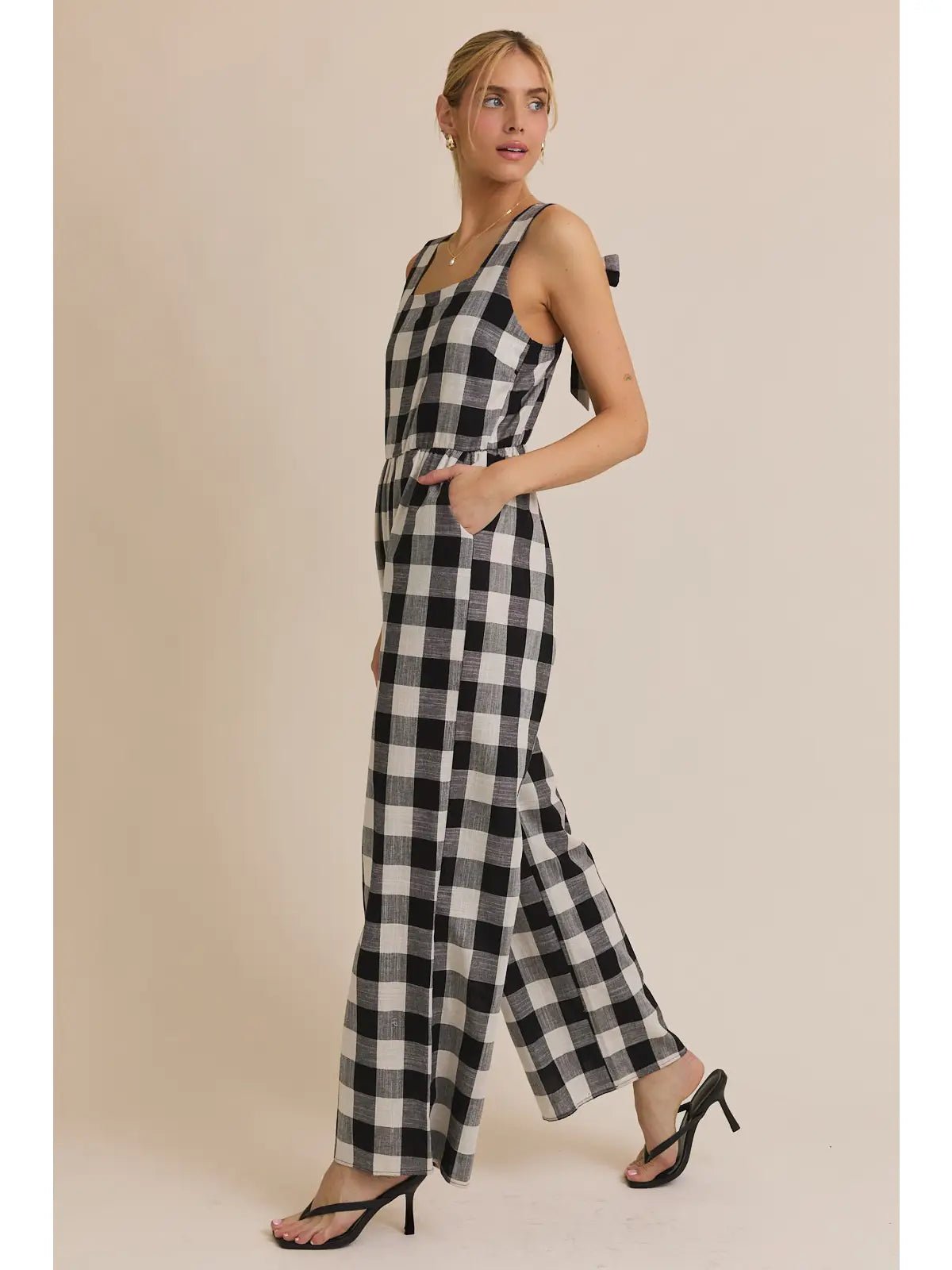 Rose & Lee Co Katherine Jumpsuit, Black/White Gingham unknown