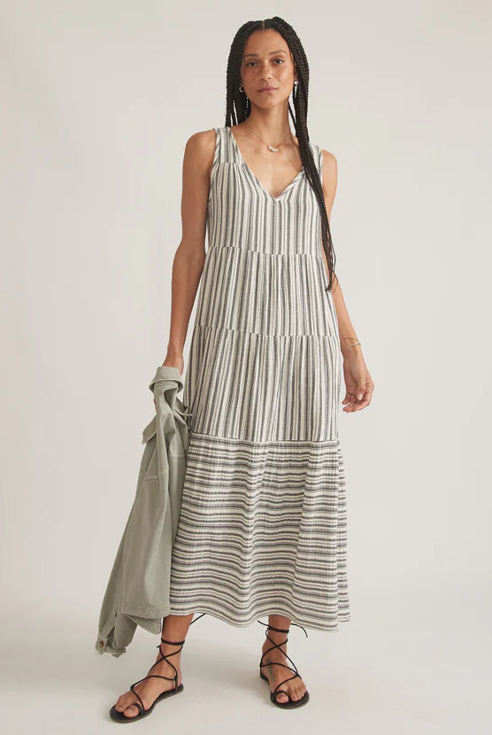 Black and White Striped Dress Apex Ethical Boutique