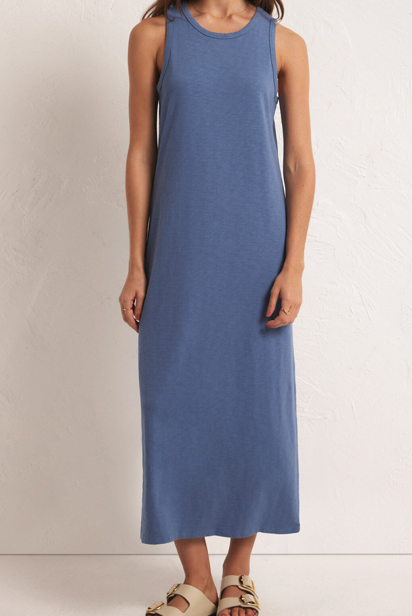 Blue Casual Midi Dress Apex Ethical Boutique