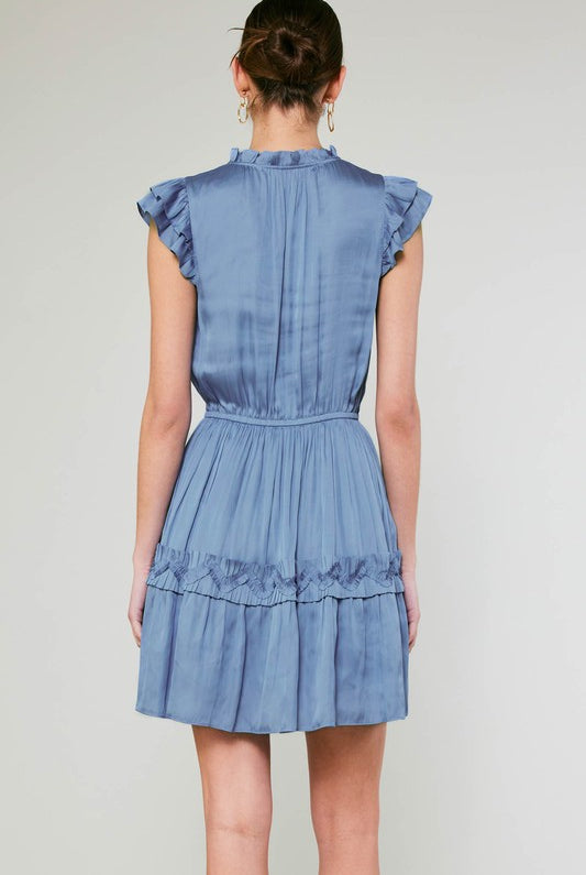 Blue Flutter Dress Apex Ethical Boutique