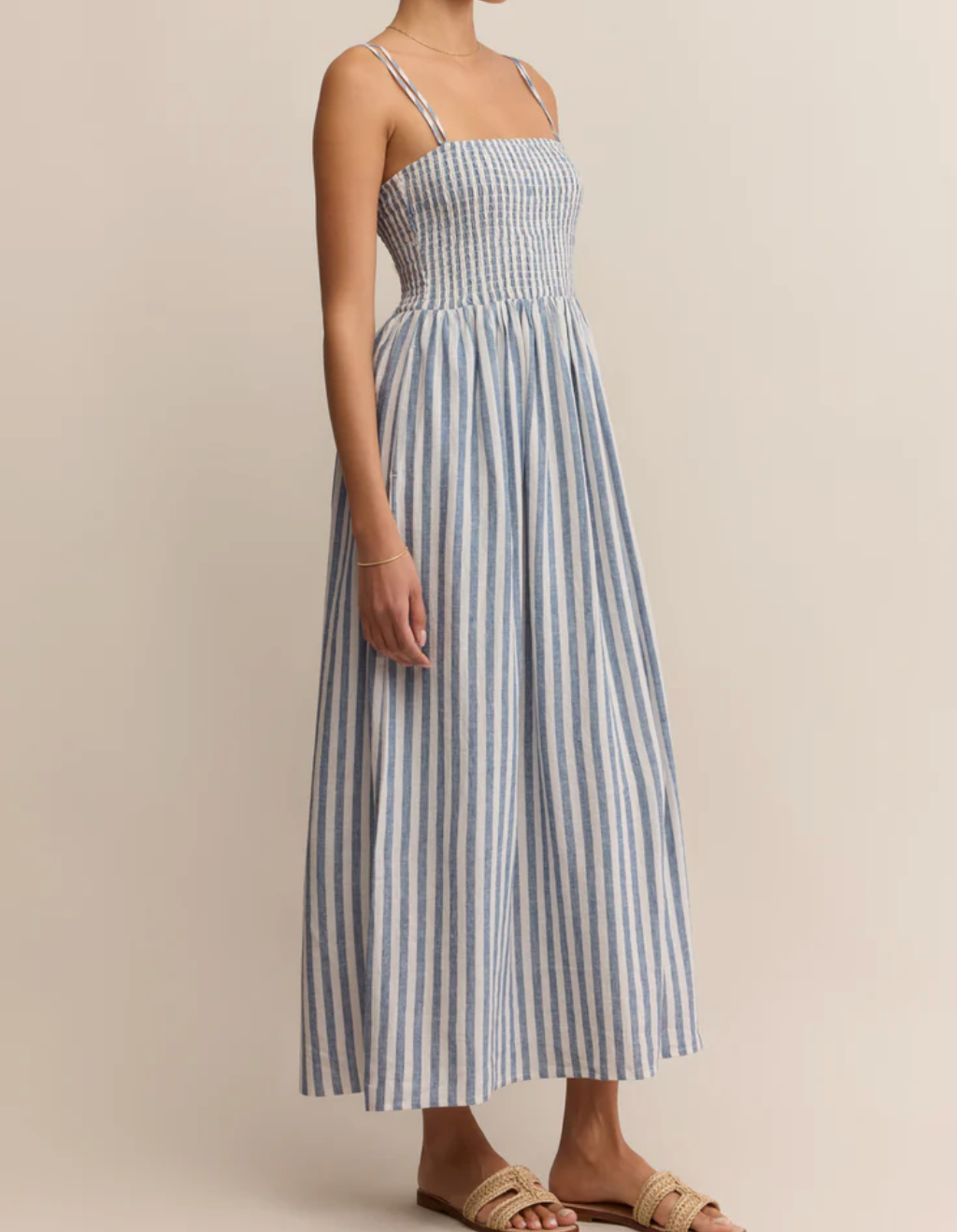 Striped Midi Sleeveless Dress