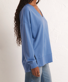 Blue V-Neck Sweatshirt Apex Ethical Boutique