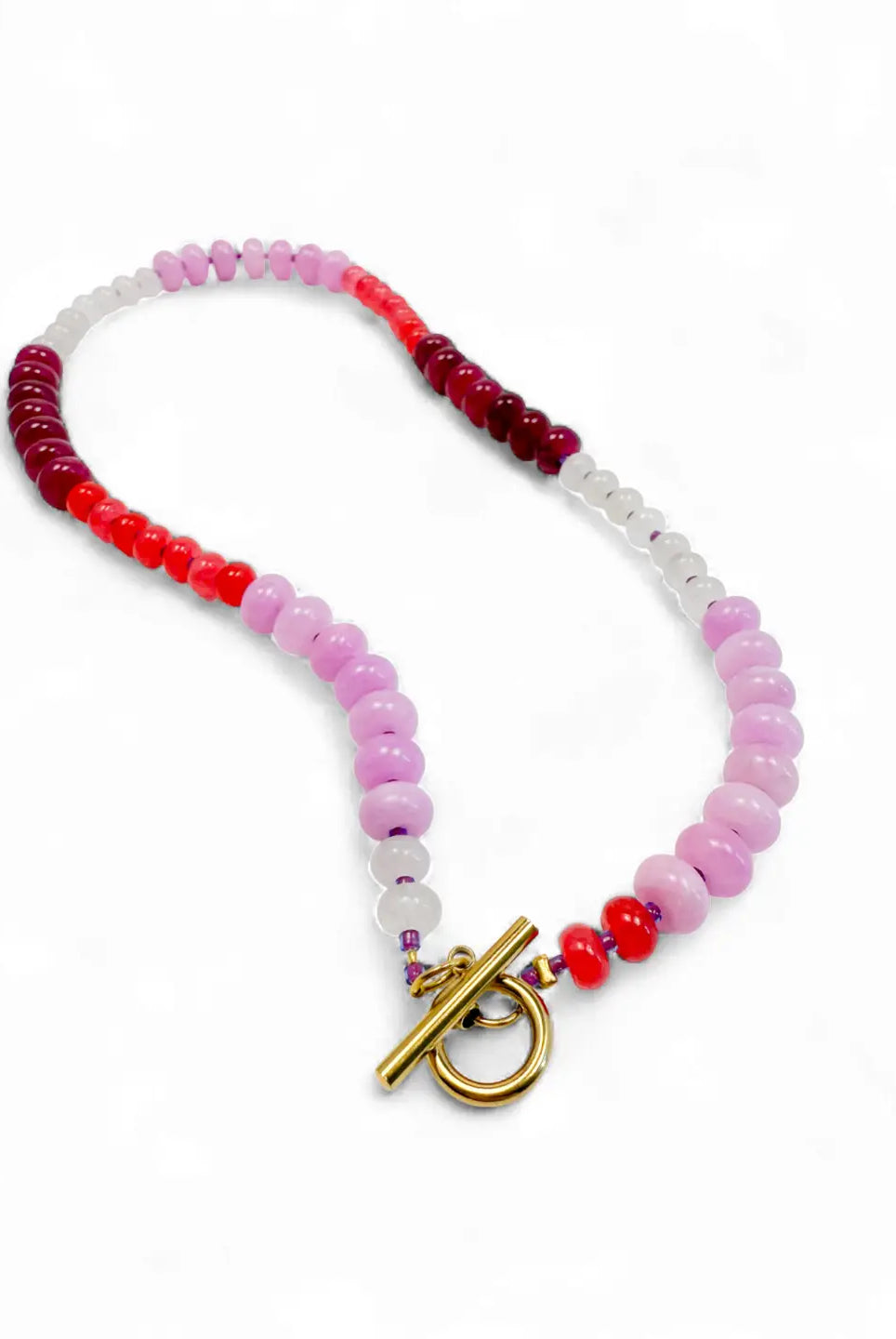 Rose & Lee Co Bold Gemstone Beaded Necklace, Blush Crush Necklaces