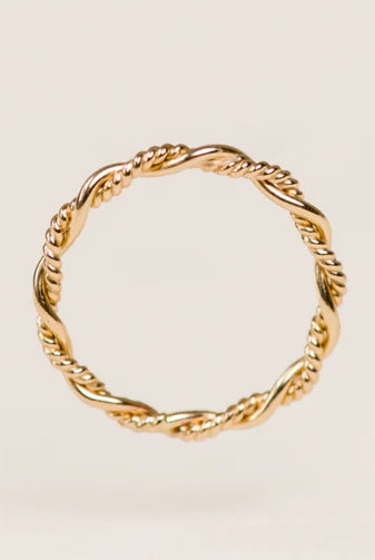 Braided twist ring 14k gold fill