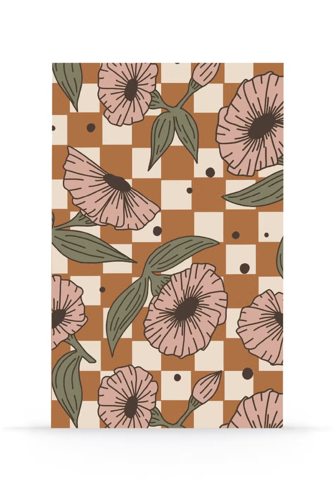 Rose & Lee Co Checks and Flowers Kraft Classic Layflat Notebook Stationery