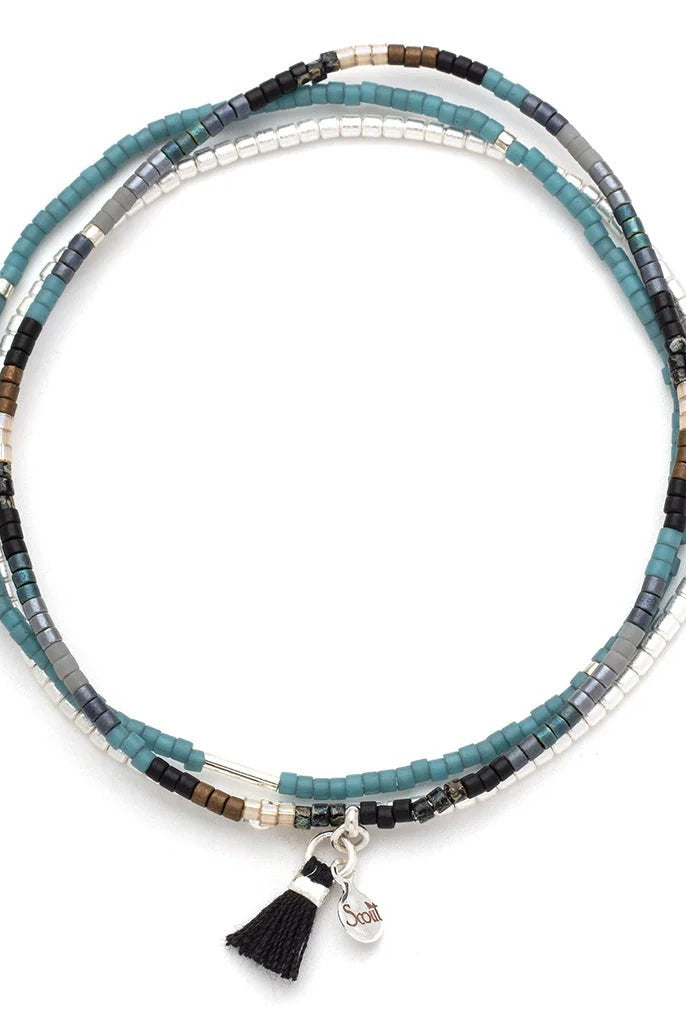 Rose & Lee Co Chromacolor Miyuki Bracelet Trio, Black Multi/Silver Bracelets