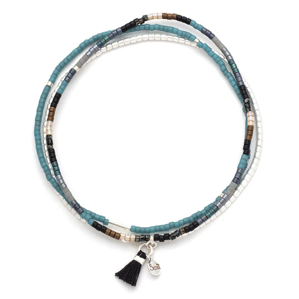 Chromacolor Miyuki Bracelet Trio, Black Multi/Silver