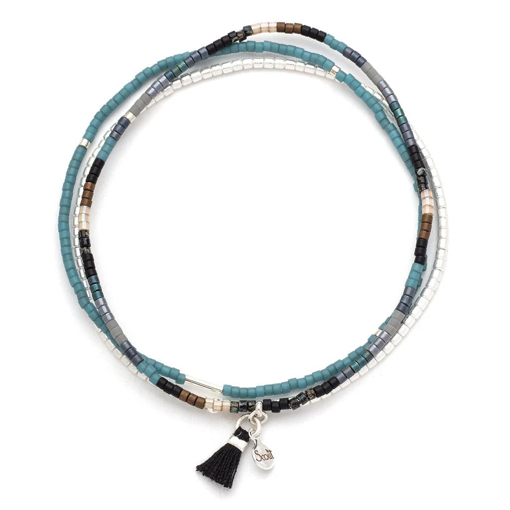 Rose & Lee Co Chromacolor Miyuki Bracelet Trio, Black Multi/Silver Bracelets
