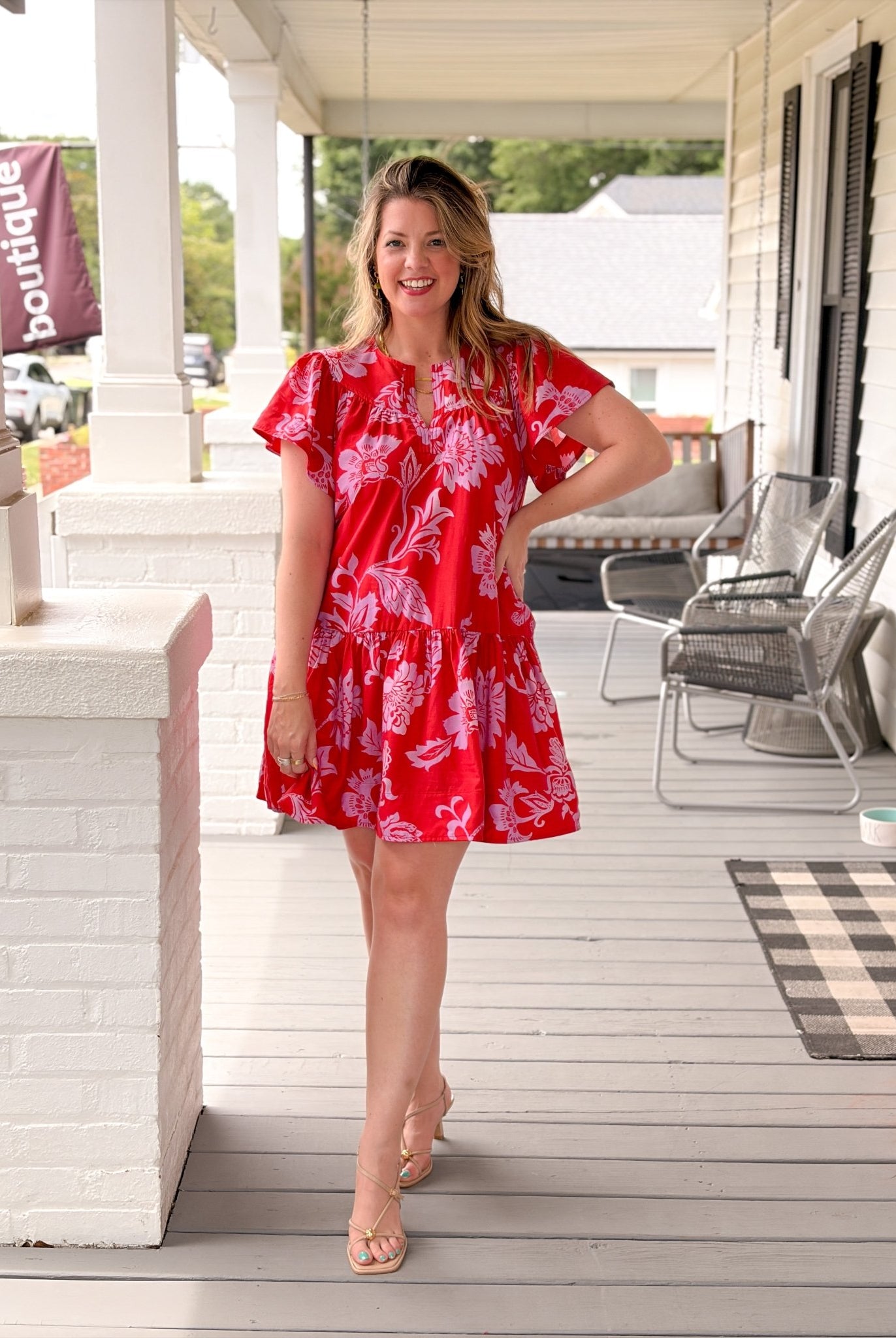 Rose & Lee Co Cleo Dress, Red Multi Work Dress