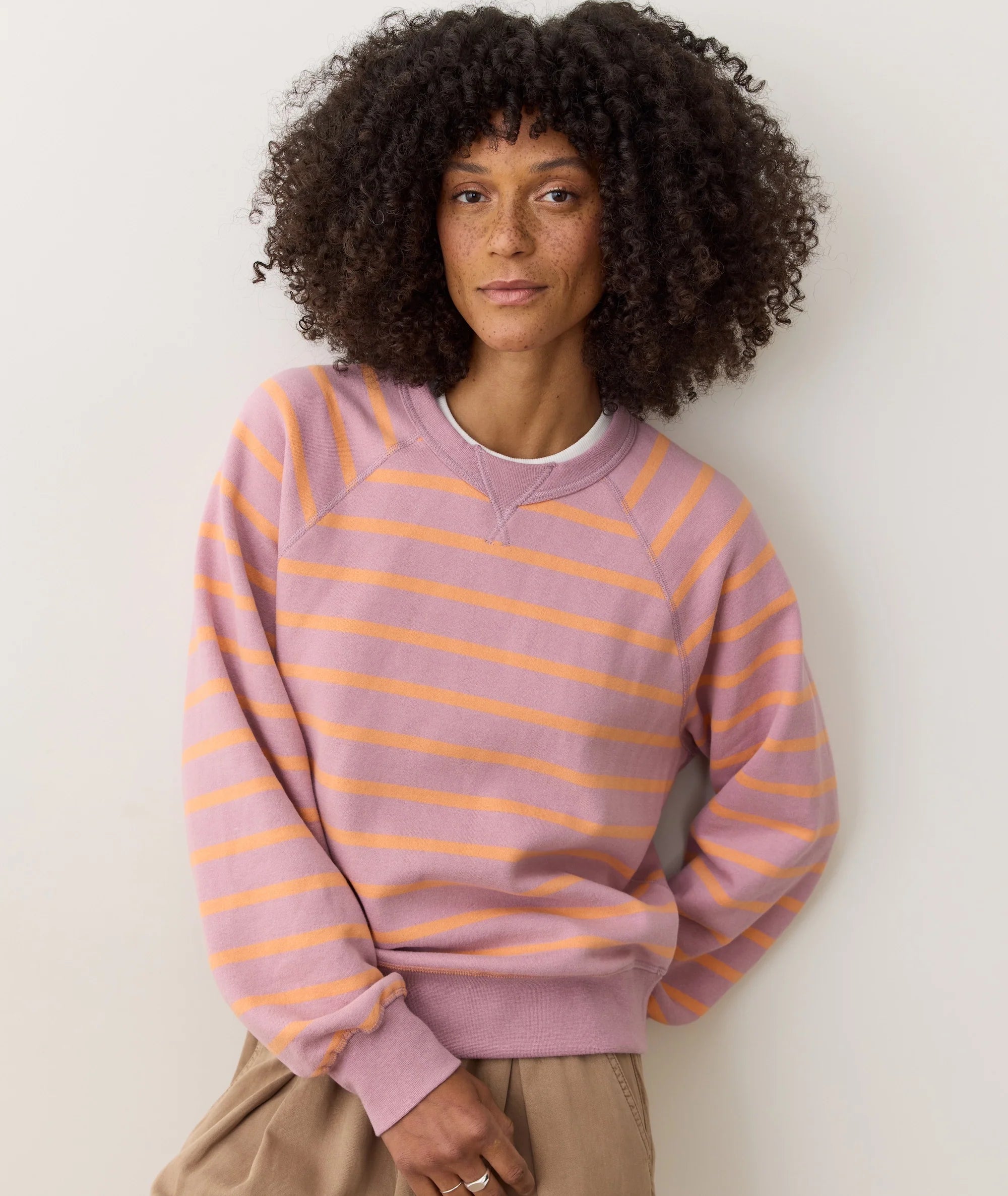 Lilac/Orange Striped Reversible Sweatshirt