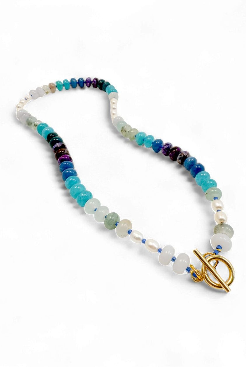 Rose & Lee Co Freshwater Pearl & Gemstone Beaded Necklace, Coastal Glow Necklaces