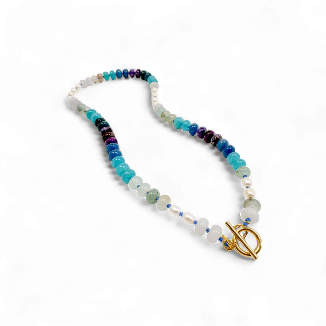Rose & Lee Co Freshwater Pearl & Gemstone Beaded Necklace, Coastal Glow Necklaces