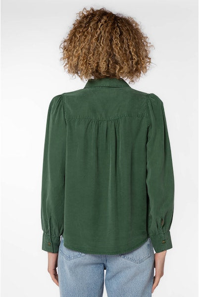 Collared Dark Green Top Apex Ethical Boutique