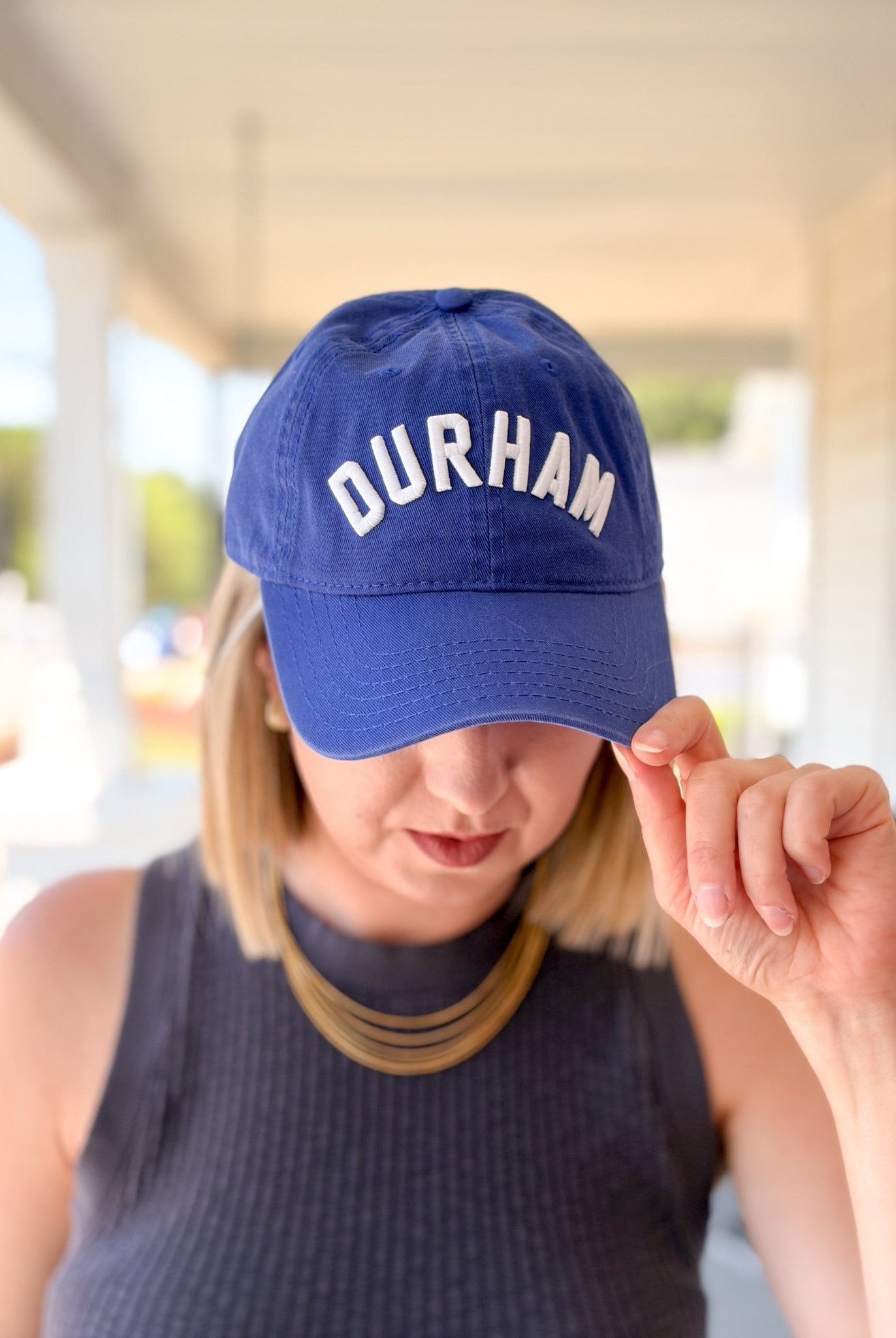 Rose & Lee Co DURHAM Arched Cotton Dad Hat, Blue Accessories