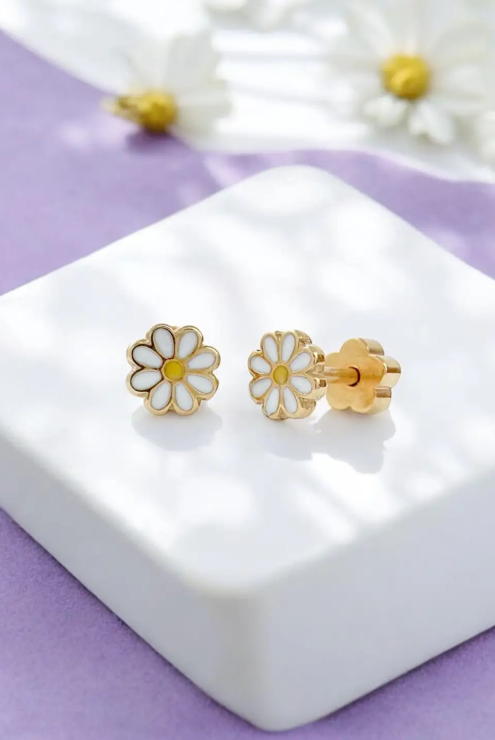 Rose & Lee Co Kids Earrings, Daisies Tiny Stud Earrings