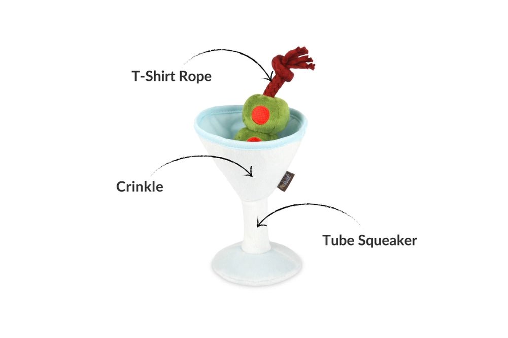Rose & Lee Co Dog Toy, Barktender Martini Pets