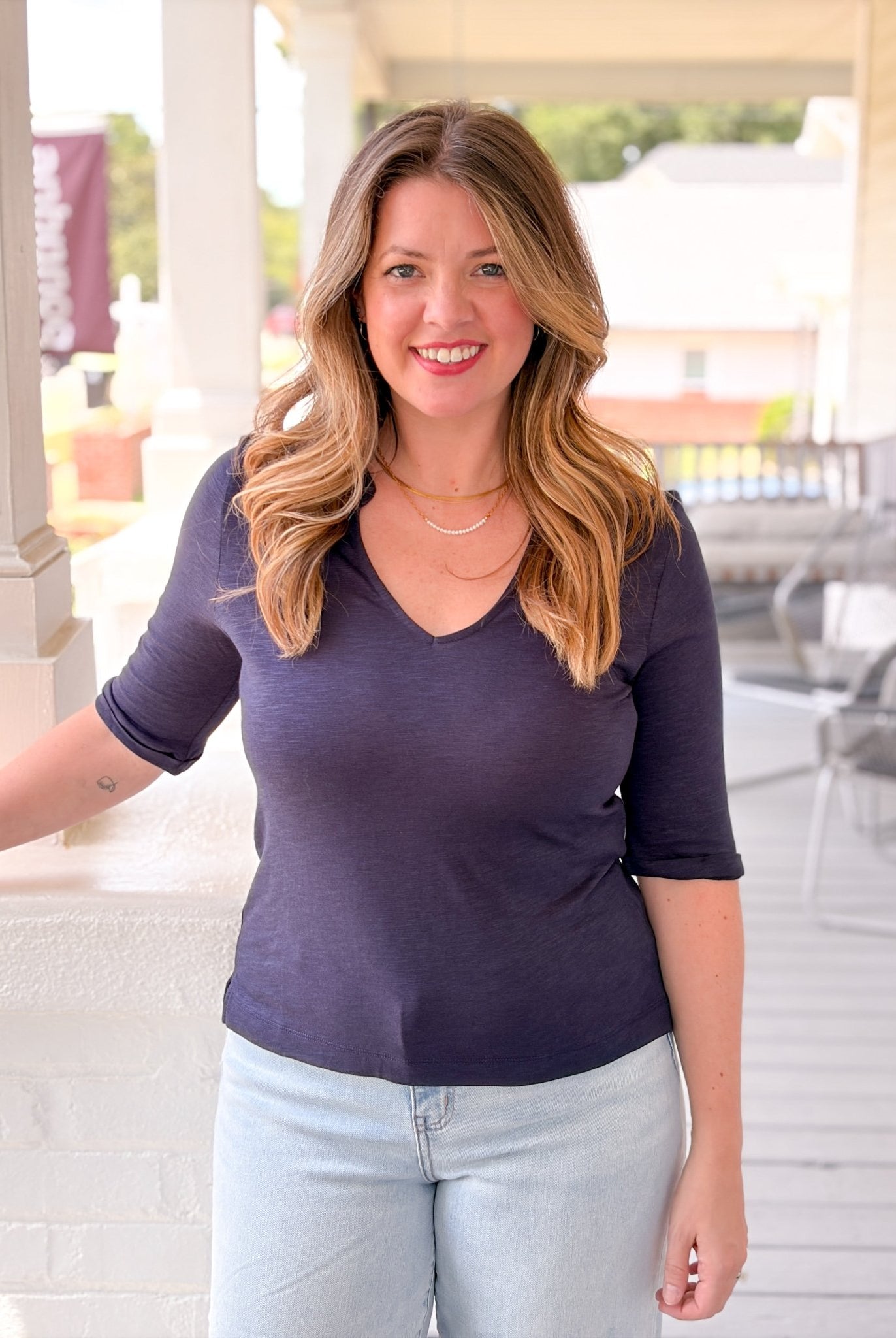 Rose & Lee Co Dolce Top, Navy Blazer by Sanctuary short sleeve