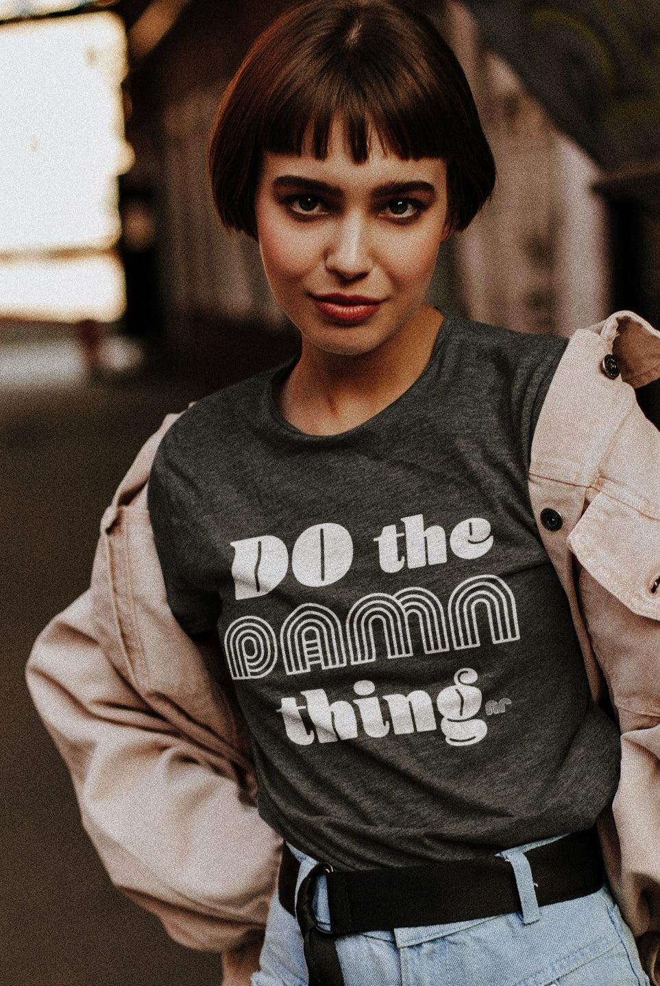 Rose & Lee Co Do the Damn Thing Tee, Dark Grey Heather Short Sleeve