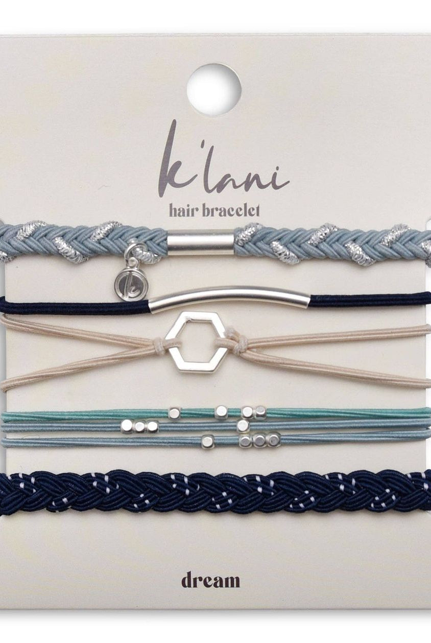 Blue Hair Tie Bracelet Set