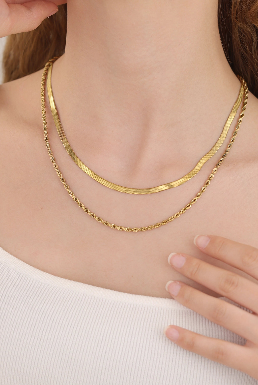 Rose & Lee Co Duo Chain Herringbone & Rope Layered Necklace Necklaces